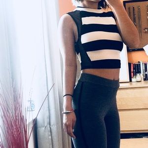 Black/white striped going out crop top